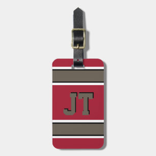 Étiquette À Bagage Stripes Sport Monogramme Rouge et Bronze