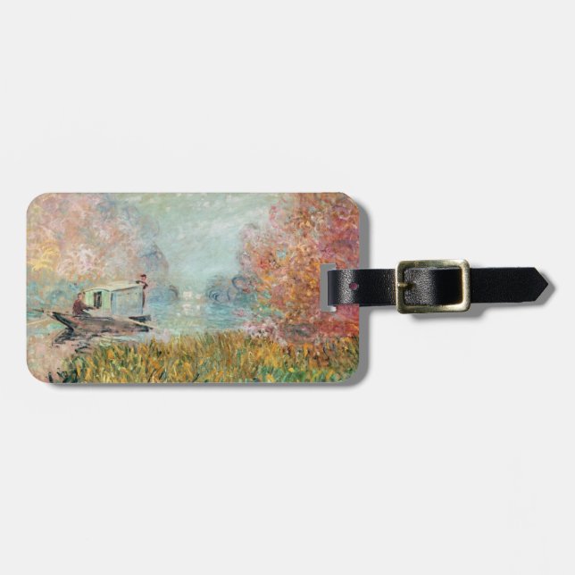Étiquette À Bagage Studio de bateau de Claude Monet | sur la Seine (Devant horizontal)
