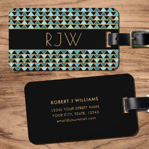 Étiquette À Bagage Style Art Déco élégant et élégant Monogramme