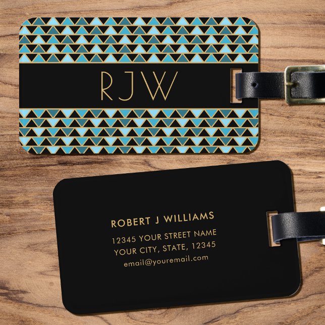 Étiquette À Bagage Style Art Déco élégant et élégant Monogramme (Créateur téléchargé)
