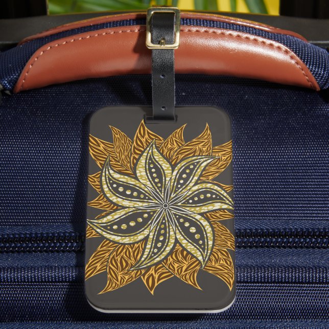 Étiquette À Bagage Style Batik Floral Abstrait africain (Insitu Rectoal 2)