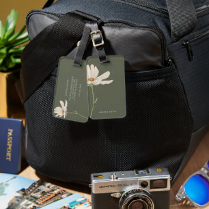 Étiquette À Bagage Stylé Boho Vert Sauge Floral Élégance