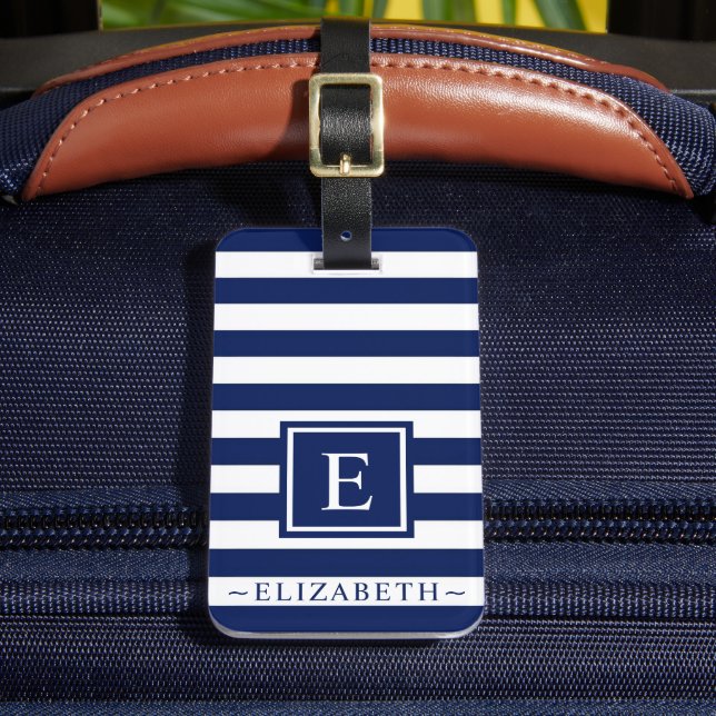 Étiquette À Bagage Style coloris bleu marine foncé personnalisable (Insitu Rectoal 2)