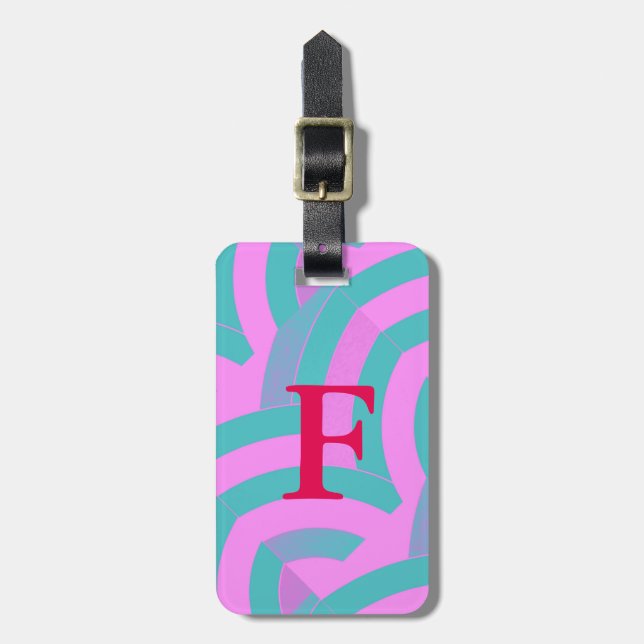 Étiquette À Bagage style contemporain chic chevron initial (Devant Vertical)