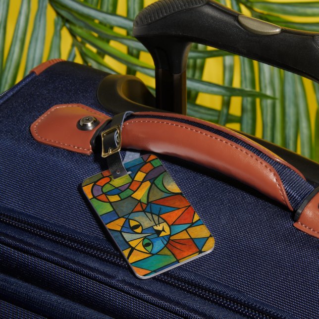 Étiquette À Bagage style picasso chat (Insitu Rectoal 1)