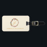Étiquette À Bagage Stylish Automne Floral Wreath Monogramme Nom<br><div class="desc">Élégant Automne Floral Wreath Monogramme Nom Bagage Balise</div>