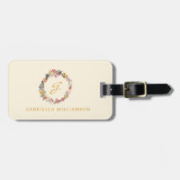 Stylish Automne Floral Wreath Monogramme Nom