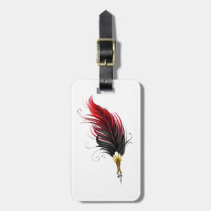Étiquette À Bagage Stylo rouge en plumes avec nib or