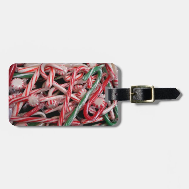 Étiquette À Bagage Sucres de canne et menthe de Noël (Devant horizontal)