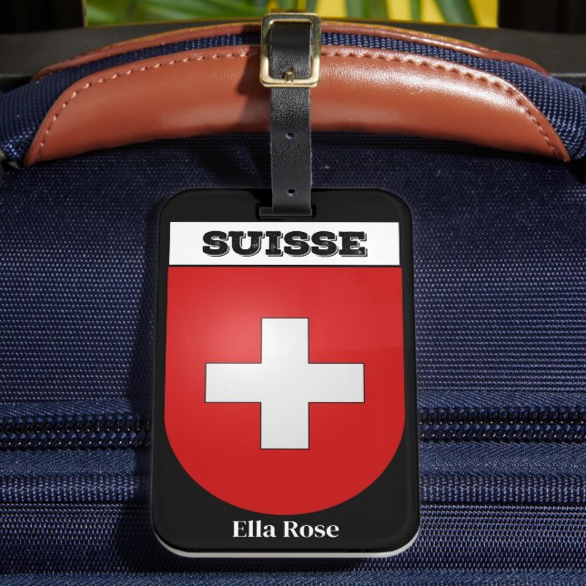 Étiquette À Bagage Suisse | Armoiries Vintages de la Suisse (Insitu Rectoal 2)