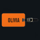 Étiquette À Bagage Sunset Orange Nom moderne | Minimaliste tendance<br><div class="desc">Neon Sunset Orange | Nom personnalisé,  Nom | Moderne et élégant | Conception classique | Couleur tendance | Style et mode | Minimaliste | Nouveauté</div>