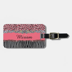 Étiquette À Bagage Super Fille Rose Paillettes Imprimé Exotique Léopa