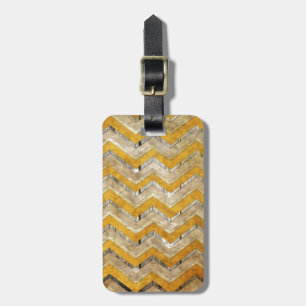 Étiquette À Bagage Superbe cool chevron zigzag motif marbre de bois