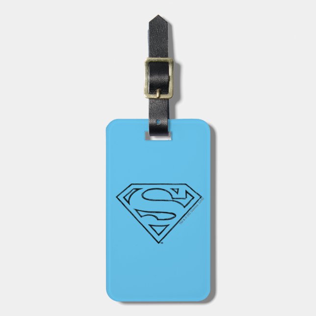 Étiquette À Bagage Superman S-Shield | Logo Simple Black Outline (Devant Vertical)