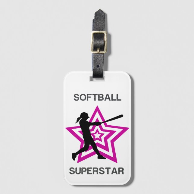 Étiquette À Bagage Superstar du softball féminin (Devant Vertical)