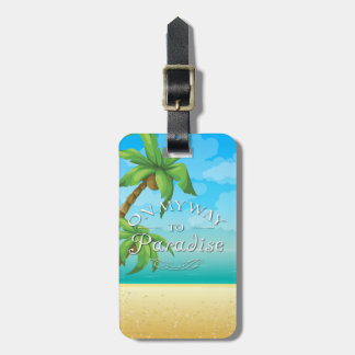 Étiquette À Bagage Sur mon chemin à la plage tropicale de paradis