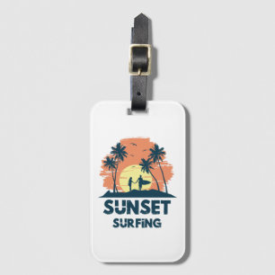 Étiquette À Bagage Surf - Surf au coucher du soleil