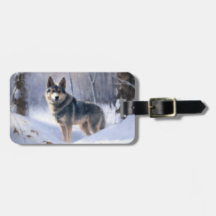 Étiquette À Bagage Swedish Vallhund Qu'il neige Noël