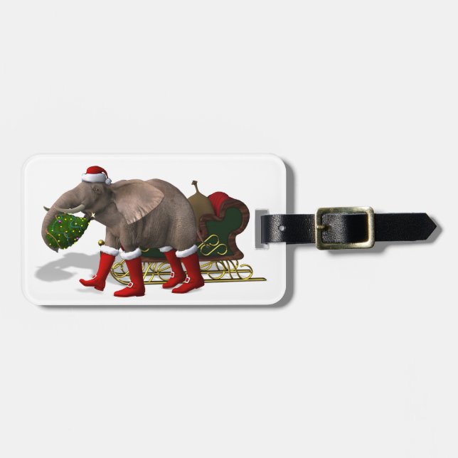 Étiquette À Bagage Sweet Santa Claus Elephant (Devant horizontal)