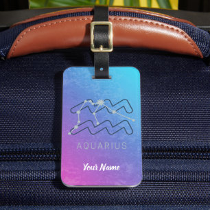 Étiquette À Bagage Symbole Aquarius Zodiac Star Horoscope Constellati