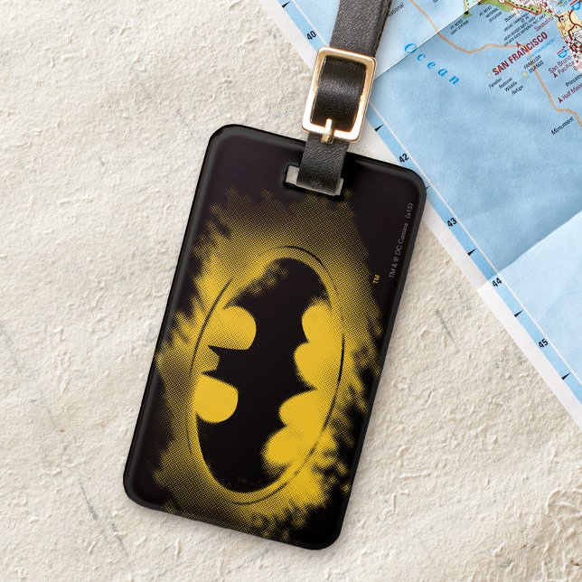 Étiquette À Bagage Symbole Batman | Logo noir et jaune (Luggage tag by map)