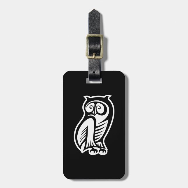 Étiquette À Bagage Symbole de hibou blanc (Devant Vertical)