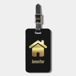 Étiquette À Bagage Symbole de maison dorée élégante pour l'immobilier