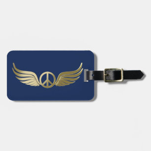 Étiquette À Bagage Symbole de paix d'apparence métallique avec ailes