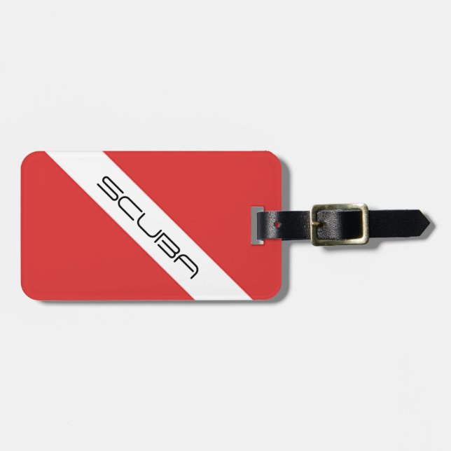 Étiquette À Bagage Symbole de plongée sous-marine, Emblem Red White (Devant horizontal)