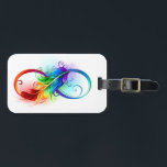 Étiquette À Bagage Symbole d'infini avec plume arc-en-ciel<br><div class="desc">Symbole artistique à l'infini avec belle plume arc-en-ciel sur arrière - plan blanc. Style tatouage.</div>