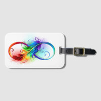 Symbole d'infini avec plume arc-en-ciel