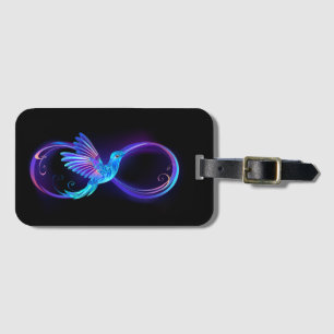 Étiquette À Bagage Symbole d'infini néon avec colibri brillant
