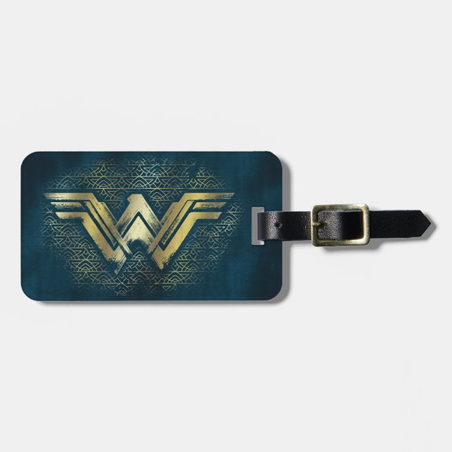 Étiquette À Bagage Symbole d'or brossé Wonder Woman (Devant horizontal)