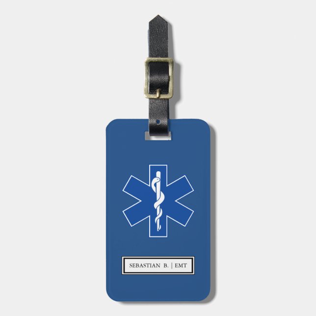 Étiquette À Bagage Symbole EMT Paramedic personnalisé (Devant Vertical)