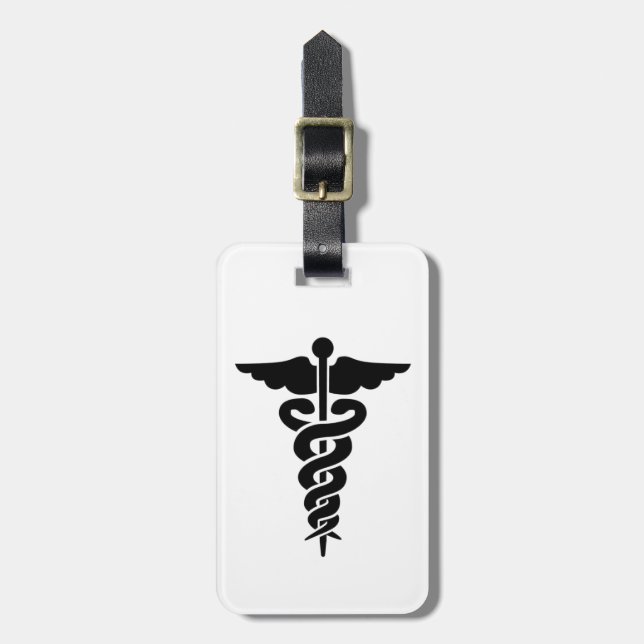 Étiquette À Bagage Symbole Médicale Caduceus (Devant Vertical)