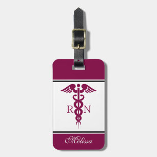 Étiquette À Bagage Symbole Médicale simple Red Caduceus Nurse