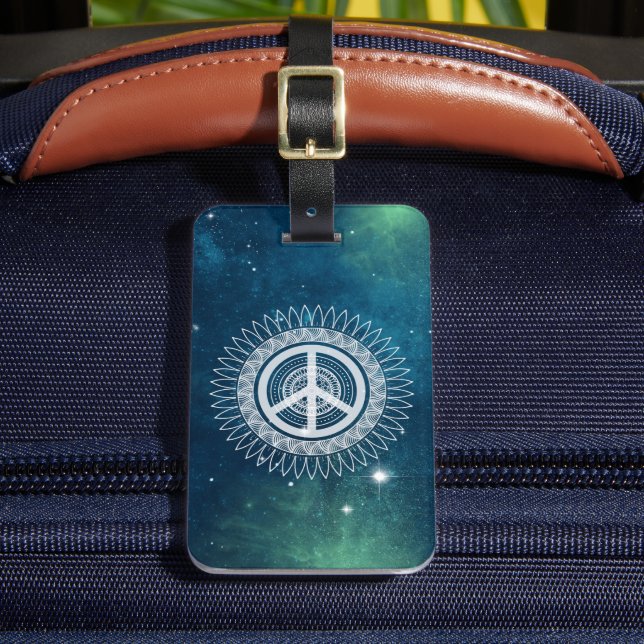 Étiquette À Bagage SYMBOLE SIGNE DE PAIX Mandala Space Lacy Hippie Sp (Insitu Rectoal 2)