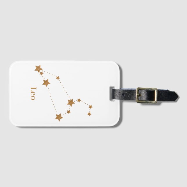 Étiquette À Bagage SYMBOLE Zodiaque moderne Gold Leo | Incendie d'élé (Devant Horizontal)