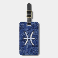 Symbole Zodiaque Pisces sur Camo numérique bleu ma