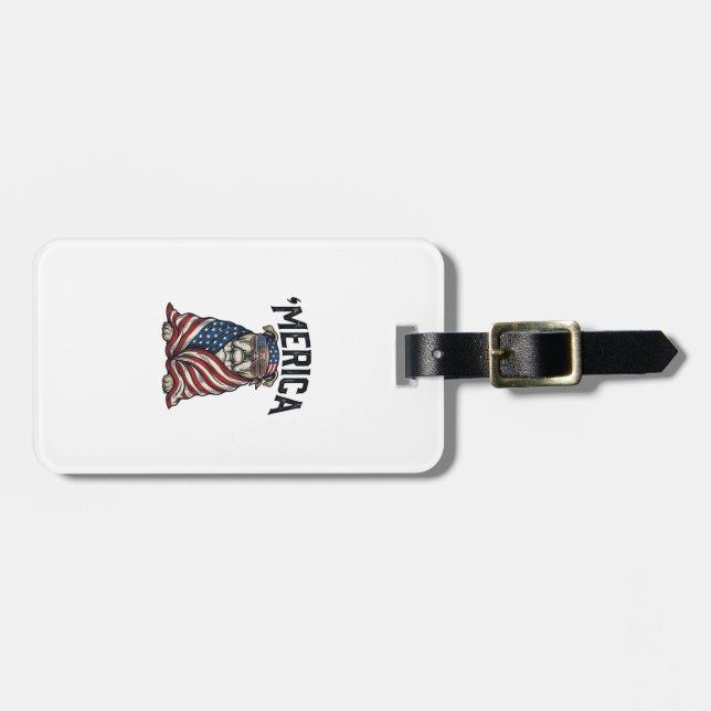Étiquette À Bagage T-shirt vectoriel vintage 'Merica Bulldog patrioti (Devant horizontal)