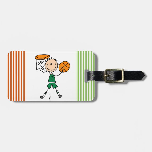 Étiquette À Bagage T-shirts et cadeaux verts de joueur de basket de (Devant horizontal)