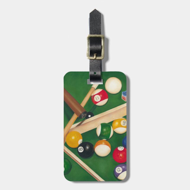 Étiquette À Bagage Tableau de billards réaliste avec les boules et la (Devant Vertical)