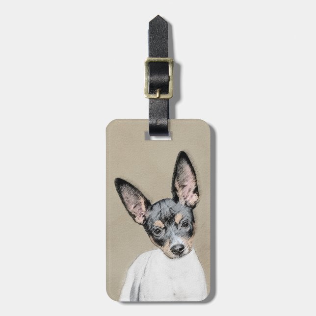 Étiquette À Bagage Tableau Rat Terrier - Cute Original Chien Art (Devant Vertical)
