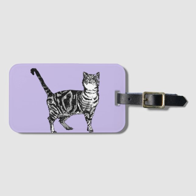 Étiquette À Bagage Tablette Purple Lavender par Cat Art Cats Bagage B (Devant Horizontal)