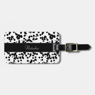 Étiquette À Bagage Taches dalmatiennes noires et blanches