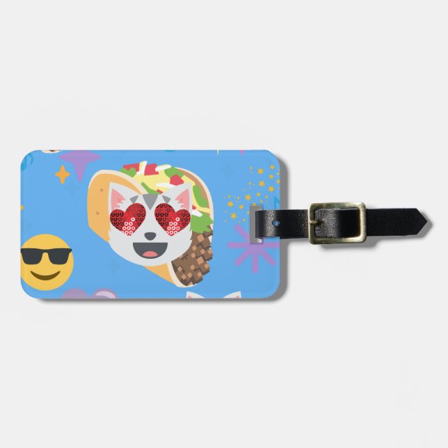 Étiquette À Bagage taco cat emoji (Devant horizontal)