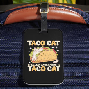 Étiquette À Bagage Tacocat épelé à l'envers Taco Chat Mexicain