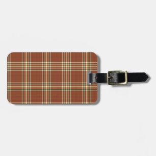 Étiquette À Bagage Tag Brown Tartan avec bracelet en cuir