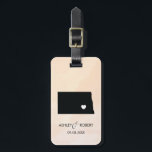 Étiquette À Bagage Tag, cadeau Mariage de la carte du Dakota du Nord<br><div class="desc">Ces étiquettes de bagage d'état font les étiquettes cadeaux mariages parfaits ou les étiquettes de sacs de bienvenue. Cravate-le à votre cadeau au lieu d'une étiquette-cadeau typique en papier, et ils peuvent l'utiliser pendant des mois et des années à venir. Les étiquettes ont un arrière - plan d'aquarelle d'abricot de...</div>
