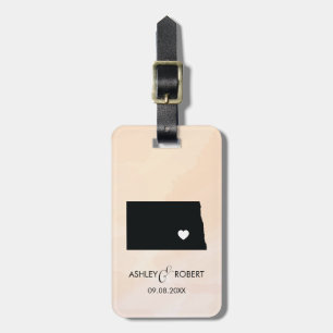 Étiquette À Bagage Tag, cadeau Mariage de la carte du Dakota du Nord